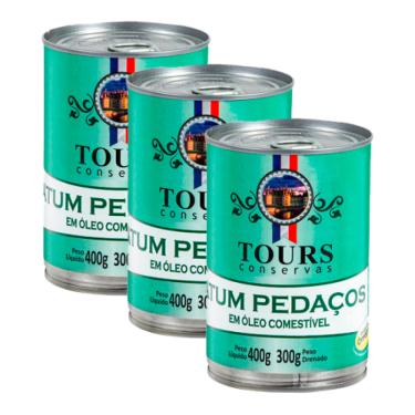 Imagem de Kit 3X: Atum Pedaços em Óleo Tours 400g