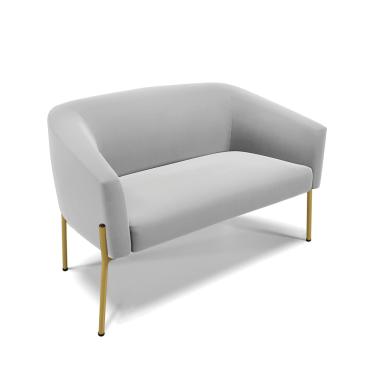 Imagem de Sofá 2 Lugares Namoradeira Pé de Ferro Dourado Stella Suede Cinza D03 - D'Rossi