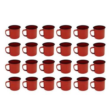 Imagem de Caneca Esmaltada Retro 350ml Vermelha Vintage Jogo 36 Pcs - Kadê