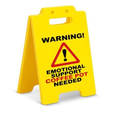 Imagem de Placa de aviso divertida de apoio emocional necessária para decoração de casa, cozinha, escritório, sala de descanso, presente de inauguração de casa para amantes de café