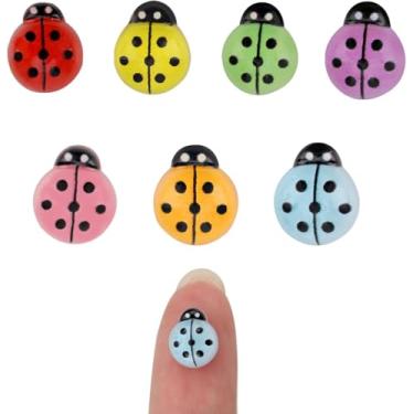 Imagem de 100 mini animais de resina, luminosa pequena resina joaninha pequena miniatura estatuetas de joaninha ornamentos para bolo faça você mesmo tiaras de jardim, paisagem, decoração de casa festa