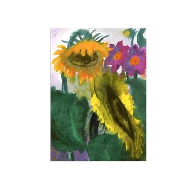 Imagem de Pôster e impressões em tela de flores vintage - reprodução de pintura de arte de parede famosa - girassóis em plena floração - imagens para sala de estar 30 x 45 cm 12 x 18 polegadas sem moldura