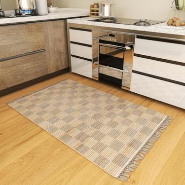 Imagem de Eco Crave Tapete de juta tecido à mão, 9 x 1,5 m, natural, antiderrapante, boho, área de alto tráfego, tapete reversível, perfeito para quarto, entrada, cozinha, banheiro, sala de estar, marrom/xadrez