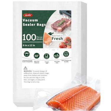 Imagem de Aotto Sacos seladores a vácuo para alimentos – 100 litros, 20 x 30 cm, sacos de vedação a vácuo de grau comercial sem BPA para armazenamento de alimentos, preparação de refeições e sous vide