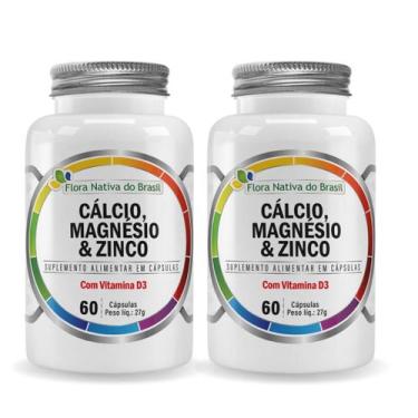 Imagem de Kit 2x Cmz (Cálcio, Magnésio, Zinco e D3) 500mg 60 Cápsulas Flora Nati