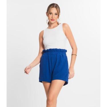 Imagem de Shorts Feminino Linho Select Azul, P, Azul