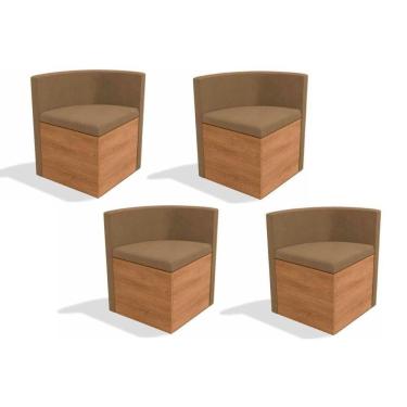 Imagem de Kit 4 Cadeiras De Cozinha 4cad800 Freijó - Assento-encosto Caramelo D005 - Kappesberg