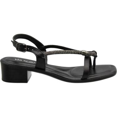 Imagem de Sandália Salto Baixo Via Scarpa Strass Caviar Feminina