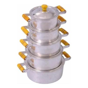 Imagem de Jogo De Panelas Alumínio Puro 16 a 24 Fundido Batido Grosso 5 Peças Po