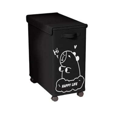 Imagem de WeiLaiKeQi Carrinho de utilidades embaixo da mesa, cesto de armazenamento móvel com tampa e rodas, cesto de roupa suja para quarto, sala de estar, café, casa de, Capivara Preta Xl