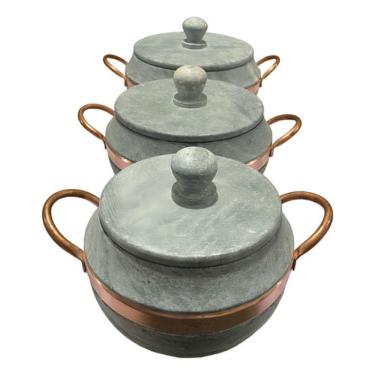 Imagem de Jogo De Panelas Pedra Sabão Bojuda Com Tampa De Pedra