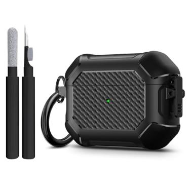 Imagem de Capa compatível com Airpods Pro 3 (2025), capa para Airpods Pro 3ª geração com kit de limpeza de chaveiros, capa de silicone macio à prova de choque para mulheres e homens