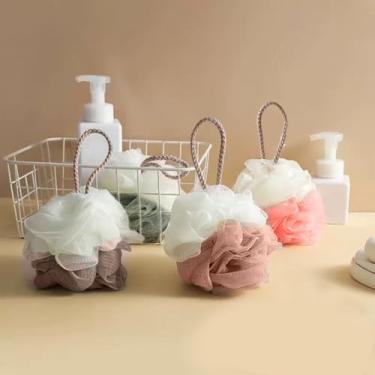 Imagem de Pacote com 4 bolas de esponja de banho de malha macia conjunto de esponja de banho esfoliante e experiência de banho relaxante (MIX1)