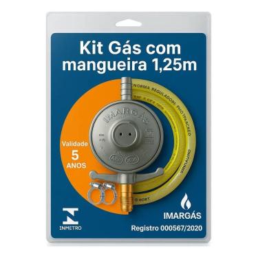 Imagem de Registro Regulador Gás Cozinha Botijão 13Kg Kit Mangueira