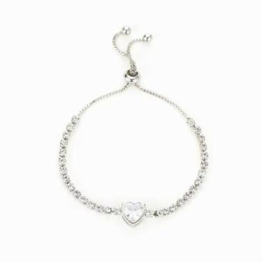 Imagem de Pulseiras femininas de elos de tênis na moda com pingente de coração com strass pulseira de corrente fina pulseiras douradas delicadas joias presentes para mulheres, One Size, Metal, Sem Pedra