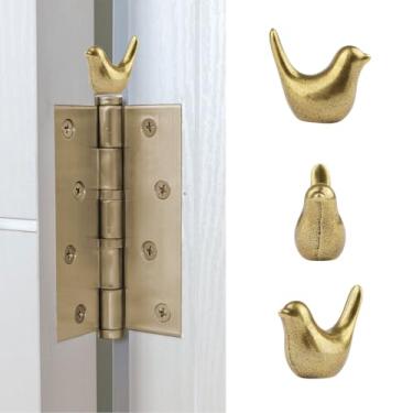 Imagem de UFURMATE Cabeça de dobradiça, decoração de casa, 3 peças, enfeite decorativo magnético antiquado brilhante para dobradiças criativo latão animal cabeças de dobradiça ímãs ornamentos (ouro com pontos