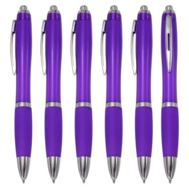 Imagem de PATIKIL Canetas esferográficas retráteis, 6 peças de caneta esferográfica de tinta preta de 1,0 mm com aderência de borracha de plástico para anotações de eventos de negócios, escritório, aula, evento