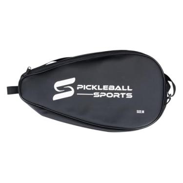 Imagem de IEUDNS Bolsa de Pickleball de Couro PU Leve e Resistente, Bolsa de Armazenamento Protetora com Zíper, Esportiva, Portátil para Academia, Ar Livre, Viagens e, Segure a Remada Dupla