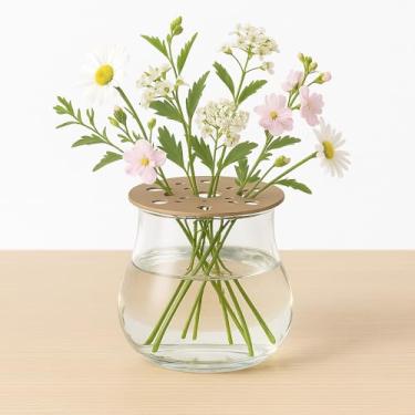 Imagem de Vaso Sueco de Vidro com Tampa Metálica – Design Escandinavo Inspirado no Ikebana, Decorativo para Casa e Escritório