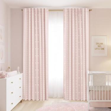 Imagem de Lino Rosa Cortinas blecaute rosa fofas para quarto de meninas, quarto de bebê, cortina de armário boho listrada floral para armário aberto, cortinas chiques chiques elegantes para meninas adolescentes