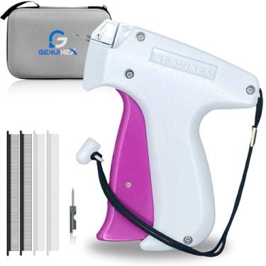 Imagem de Genuinex Mini fixador rápido de roupas, pistola de costura para costura, acolchoado e bainha, mini pistola adesiva durável portátil para roupas com 2 agulhas finas, 3000 fixadores (4,5 mm)