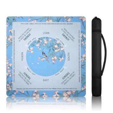 Imagem de Mahjong Mat for Table with Rules – Noise-Reducing 32.6"x32.6" Mahjong Table Cover, Waterproof Non-Slip Table Cloth for American Mahjong, Poker, Card & Board Games, Campact with Travel Bag (Blue)