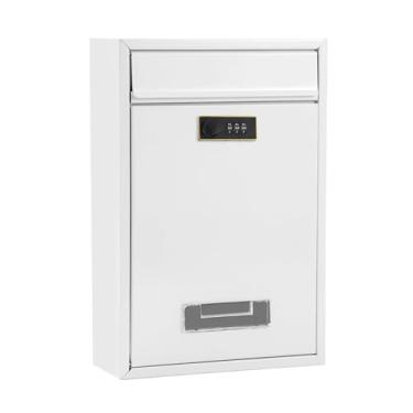 Imagem de Kuntesetty Caixa de Correio Metálica de Parede, Sem Chave, às Intempéries, para Documentos E Cartas, 22 X 8,5 X 32 Cm, Branco