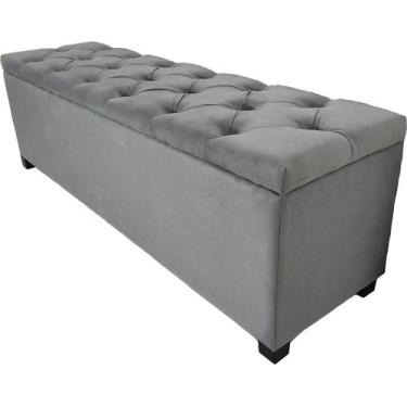 Imagem de Puf Baú Estofado Em Capitonê Queen 160x40x45cm Cor Cinza - Estrutura e