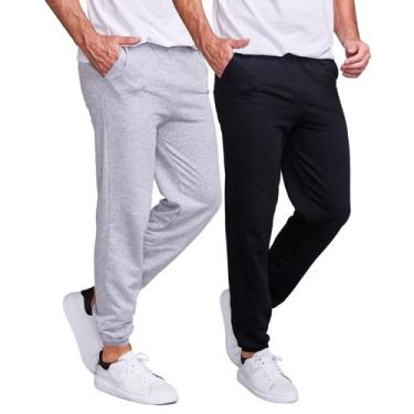Imagem de Kit 2 Calça Moletom Punho Fit Slim Masculino Adulto - Daze Modas, G, P