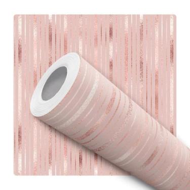 Imagem de Papel De Parede Adesivo Linhas Rose Gold Elegante Sala Quarto 12m - DE