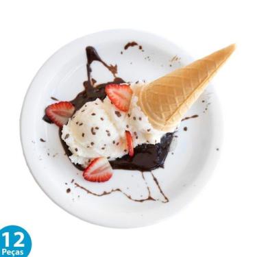 Imagem de Jogo 12 Pratos Sobremesa Lanche Iguaçu Porcelana Branca Germer 19cm - 