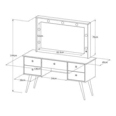 Imagem de Penteadeira Camarim com Led Anaísa com Banqueta Isa - Branca - B&A BEN