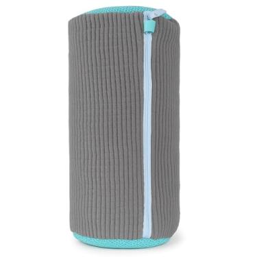 Imagem de Saco de Proteção para Lavar Tênis na Máquina, Cinza e Turquesa, com Malha Chenille e Zíper, Lavagem Segura de Calçados