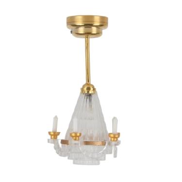 Imagem de Aqur2020 Lustre Em Miniatura, Luminária Pendente Em Escala 1:12, Mini Lâmpada de Teto Decorativa Com 5 Velas LED para Entusiastas de Casas de Bonecas e Artesãos de Modelos