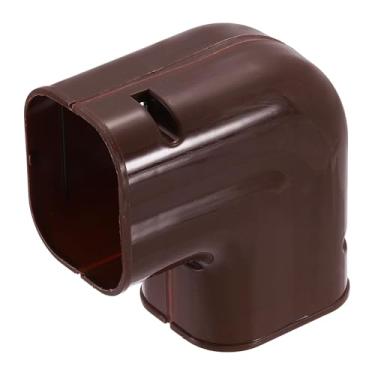 Imagem de PATIKIL Capa de linha decorativa de PVC de 7,6 cm, acessórios de peças de tubulação de cotovelo plano de 90° para bomba de calor AC central de ar condicionado (café)