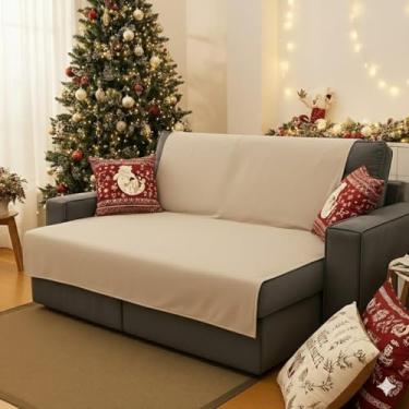 Imagem de Manta para Sofá Decoração Natal com camada Impermeável 1,35 x 1,35 Sala (Bege)