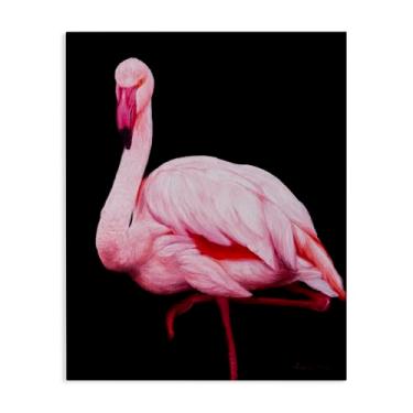 Imagem de Stupell Industries Arte de parede de flamingo contrastante em tela preta, design de James Corwin, 76 x 61 cm