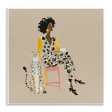 Imagem de Stupell Industries Arte Savage Chic Glam com placa de parede de leopardo, design por Svetlana Aleynikova, 30,5 x 30,5 cm