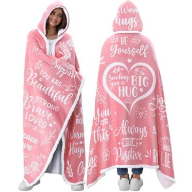 Imagem de Presentes de aniversário de Natal para mãe, esposa, amigas, irmã, cobertor rosa usável, moletom com capuz, lã de ovelha de ovelha para mulheres, sua colega de trabalho, presente aconchegante, presente