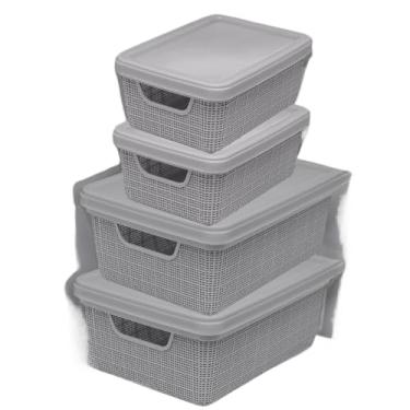Imagem de Caixa Organizadora Com Tampa Cesto(Cinza)
