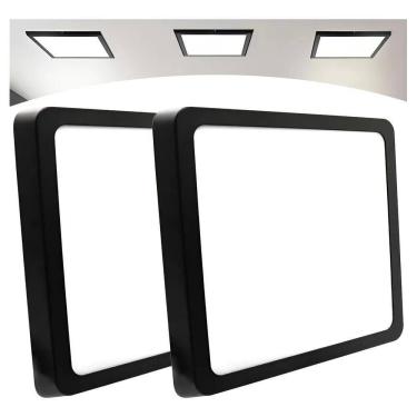 Imagem de Kit 2 Plafon Led Preto 30X30 Sob Branco Frio 6500K 127/220V