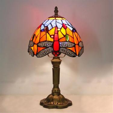 Imagem de Luminária de mesa vintage americana com LED, personalizada e criativa, para sala de estar, escritório, quarto infantil, casa de campo ou hotel, com vidro colorido (Estilo 27)