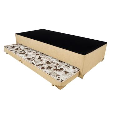 Imagem de Cama Box Solteiro Com Auxiliar Espuma Semi Ortopédica Suede 88x188 Cor:bege