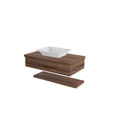 Imagem de Conjunto Bancada C-cuba Messina E Prateleira Metrópole 805 Carvalho Dark Nogal