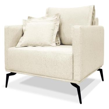 Imagem de Poltrona Sala De Estar Liv 1 Lugar Pes Aço Linho Natural Ezz Natural