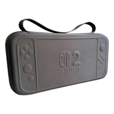 Imagem de Estojo de Proteção para Nintendo Switch 2, Capa Rígida em Oxford à Prova d'Água, com Compartimentos para 10 Jogos, Alça de Transporte, 29,7 x 14,3 x 4,5 cm, Preto (Preto)