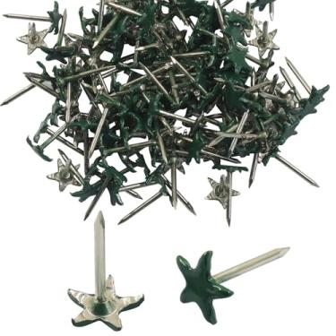 Imagem de Piutouyar 150 peças de alfinetes de pressão de estrela, tachas de estofamento verdes em forma de estrela decorativas pinos de estofamento de metal para móveis estofados, placa de cortiça, projetos DIY