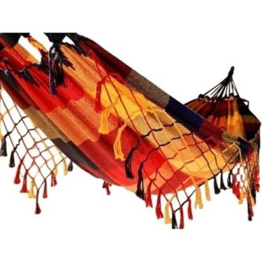 Imagem de Rede De Descanso dormir Em Tear De Casal Gigante(PRETO COM VERMELHO)