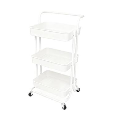 Imagem de Carrinho Organizador Multiuso Com Rodinhas Manicure Banheiro Lavanderia 3 Prateleiras (Branco)