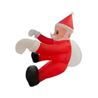 Imagem de UGPLM Papai Noel inflável de Natal com efeitos de LED integrados para decoração de interiores, ideal para escadas, portas de entrada e quintais, Luz Branca de 2